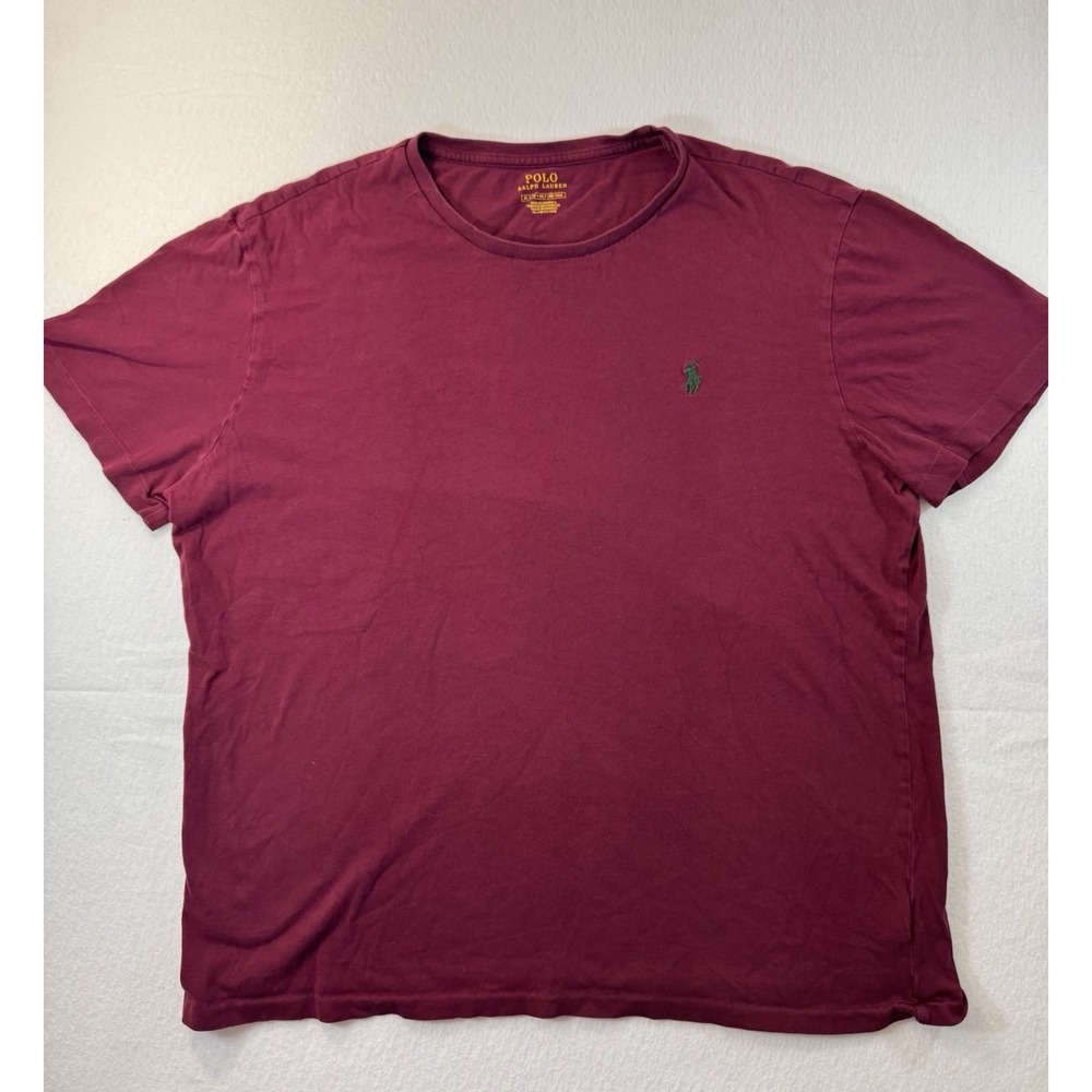 Polo Ralph Lauren T-Shirt Mens XL Maroon Classic Fit Crew Neck Casual Cotton